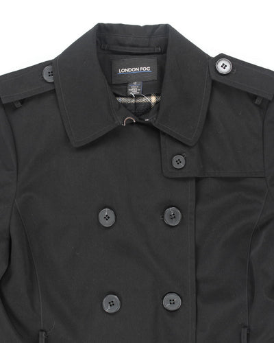 London Fog Black Lined Trench Coat - M