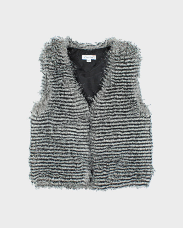 Y2k 00s Calvin Klein Faux Fur Gilet - M
