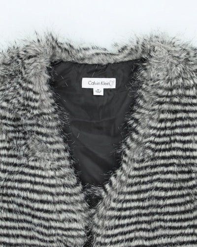 Y2k 00s Calvin Klein Faux Fur Gilet - M
