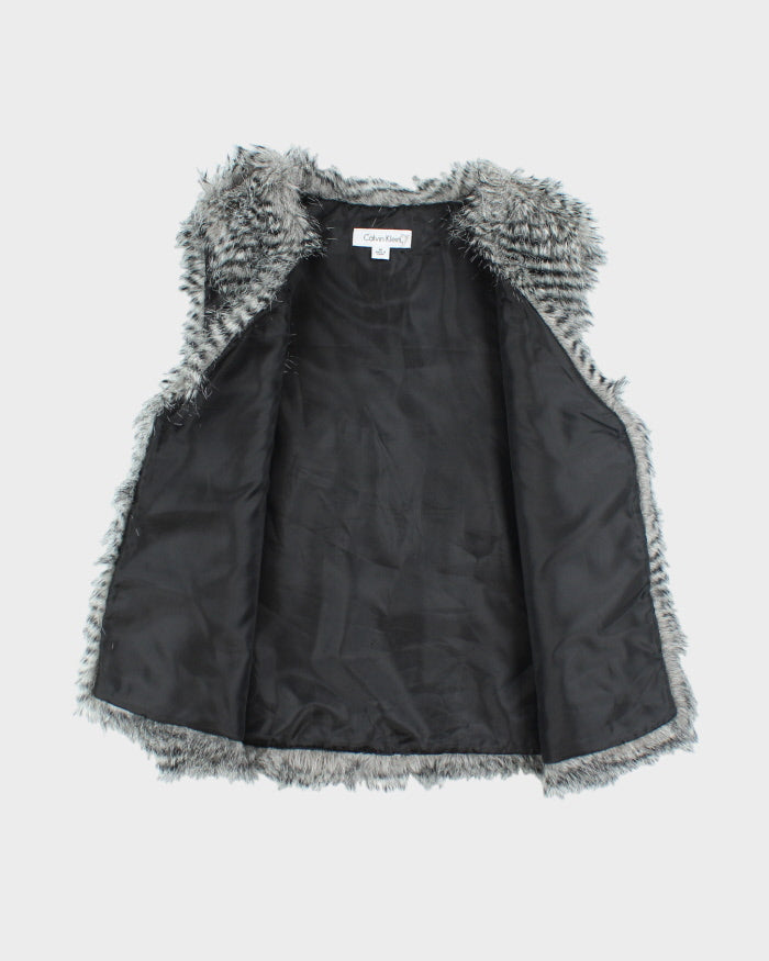 Y2k 00s Calvin Klein Faux Fur Gilet - M
