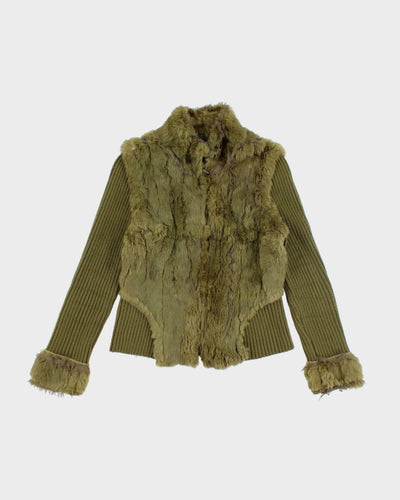 Y2k 00s MaxMara Faux Fur Knit Zip-up Jacket - S