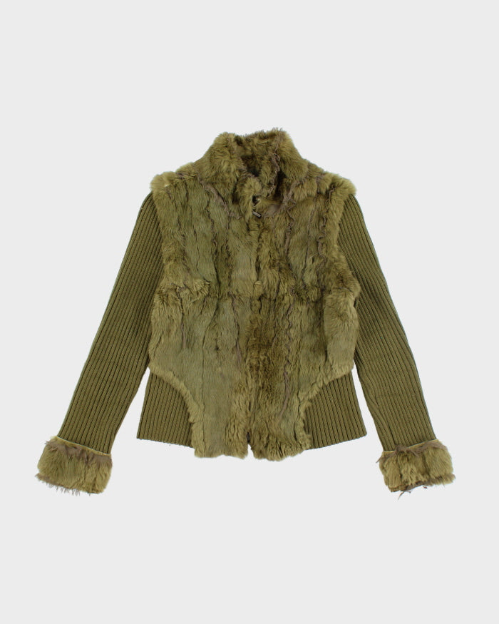 Y2k 00s MaxMara Faux Fur Knit Zip-up Jacket - S