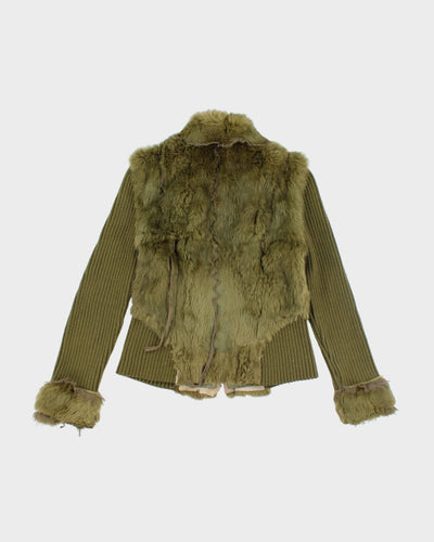 Y2k 00s MaxMara Faux Fur Knit Zip-up Jacket - S