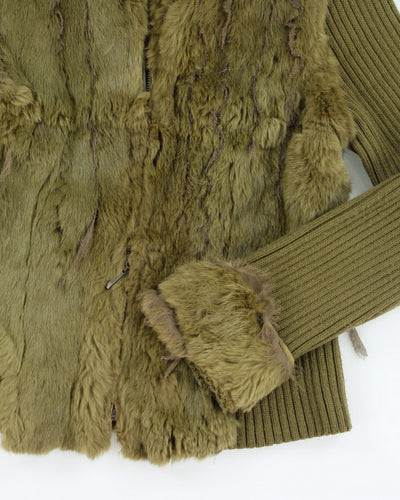 Y2k 00s MaxMara Faux Fur Knit Zip-up Jacket - S
