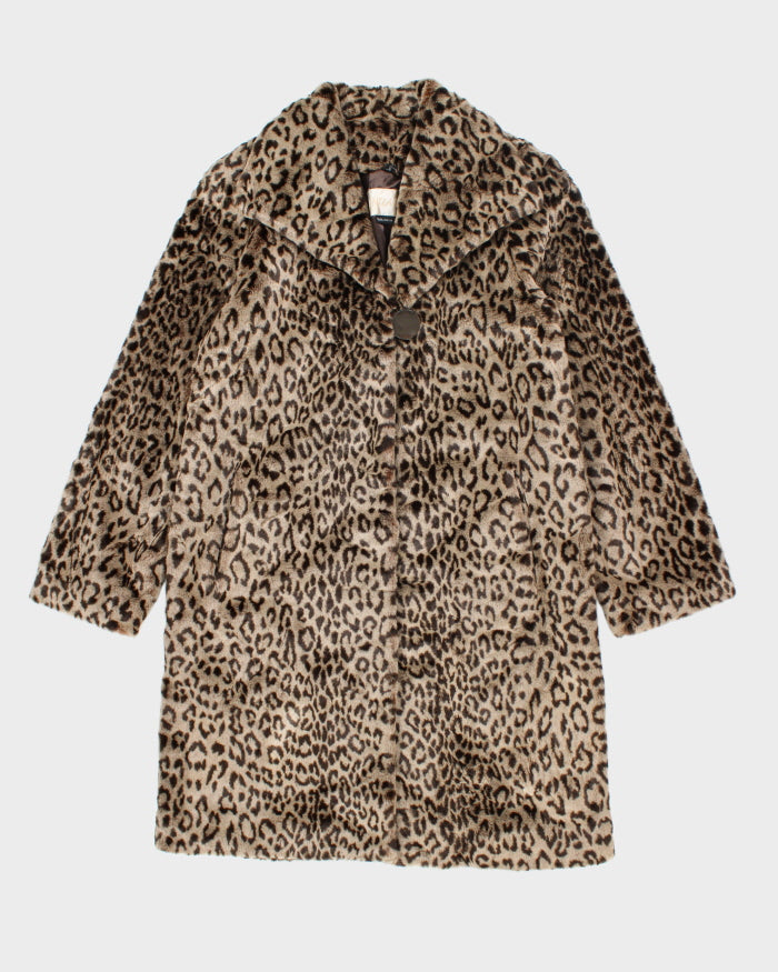 Vintage Nuage Leopard Faux Fur Coat - M