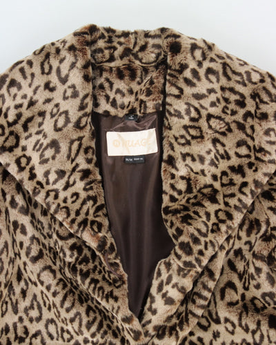 Vintage Nuage Leopard Faux Fur Coat - M