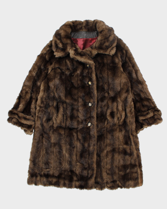 Vintage Sears Brown Faux Fur Coat - M