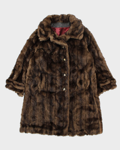 Vintage Sears Brown Faux Fur Coat - M