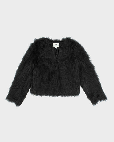 Altuzaara Black Faur Faux Coat - S
