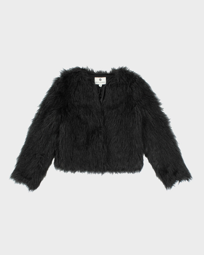 Altuzaara Black Faur Faux Coat - S