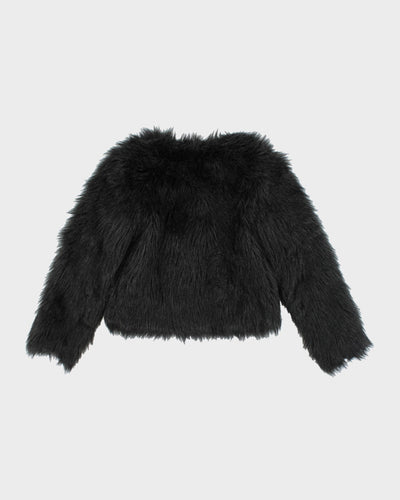 Altuzaara Black Faur Faux Coat - S