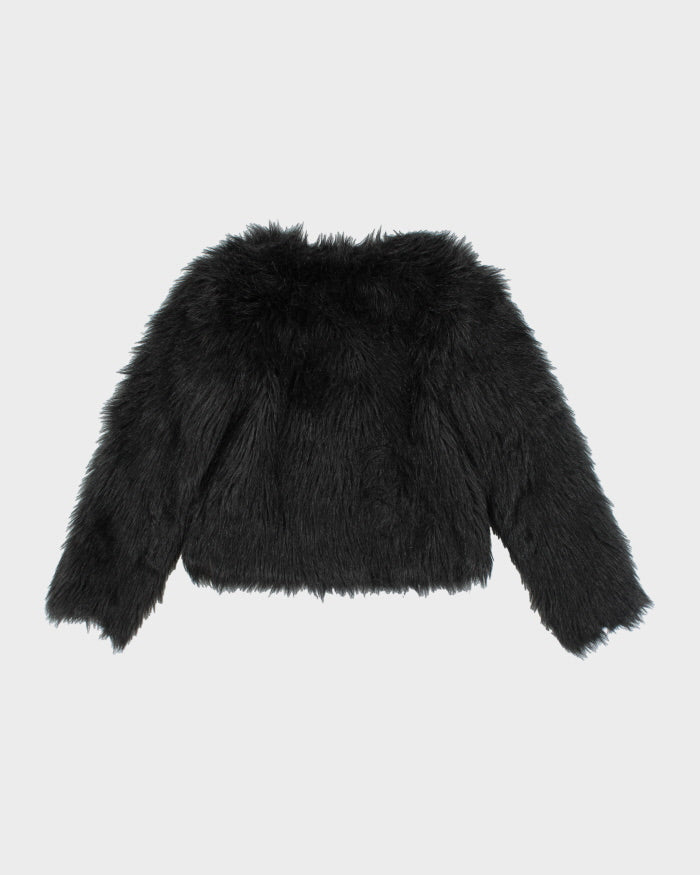 Altuzaara Black Faur Faux Coat - S