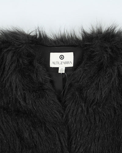 Altuzaara Black Faur Faux Coat - S