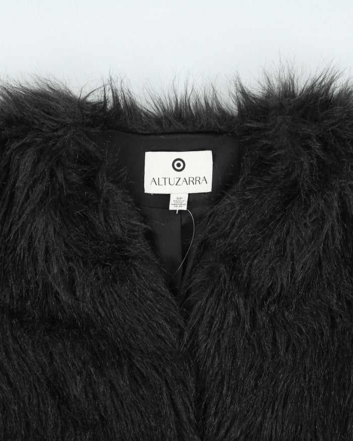 Altuzaara Black Faur Faux Coat - S