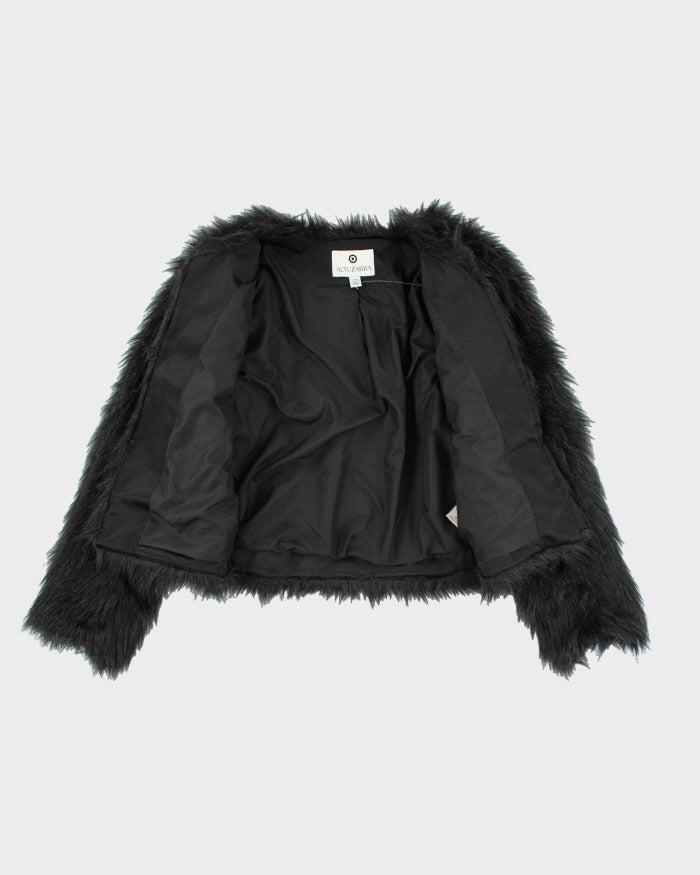 Altuzaara Black Faur Faux Coat - S