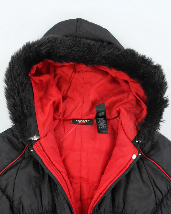 Vintage Y2K Women's DKNY Cropped Hooded Puffer Jacket - S