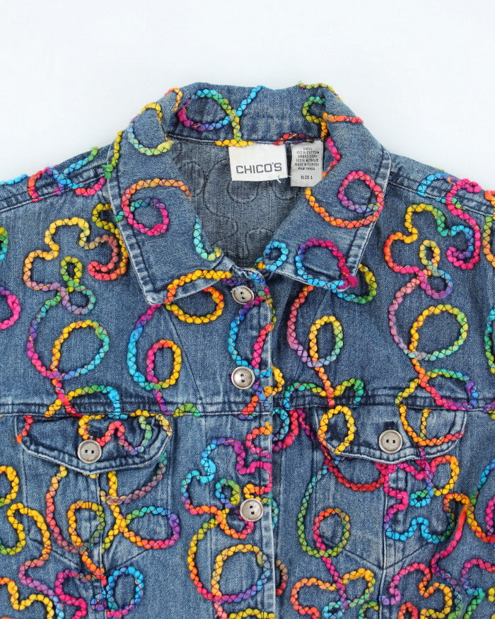 Vintage Chicos Embroidered Denim Jacket - S