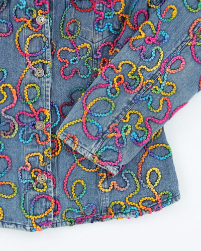 Vintage Chicos Embroidered Denim Jacket - S