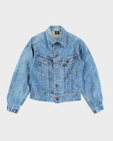 Vintage 80's Lee Cropped Light Wash Denim Jacket - XS