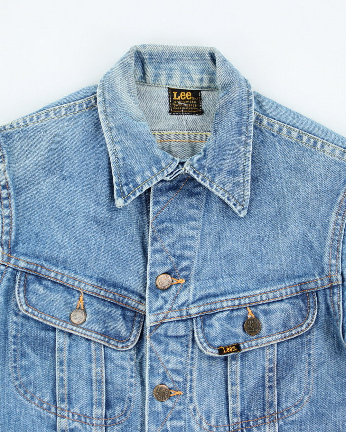Vintage 80's Lee Cropped Light Wash Denim Jacket - XS