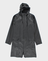Rains Black Long Waterproof Hooded Jacket - XS