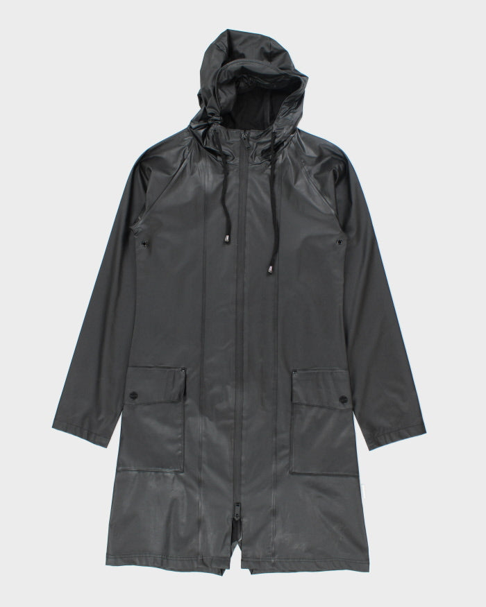 Rains Black Long Waterproof Hooded Jacket - XS