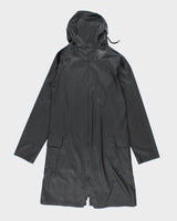 Rains Black Long Waterproof Hooded Jacket - XS