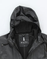Rains Black Long Waterproof Hooded Jacket - XS
