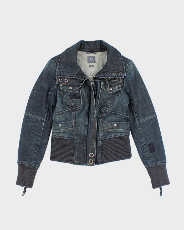 Vintage Women's Armani Exchange Multi Pocket Cropped Bomber Jacket - S