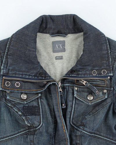 Vintage Women's Armani Exchange Multi Pocket Cropped Bomber Jacket - S
