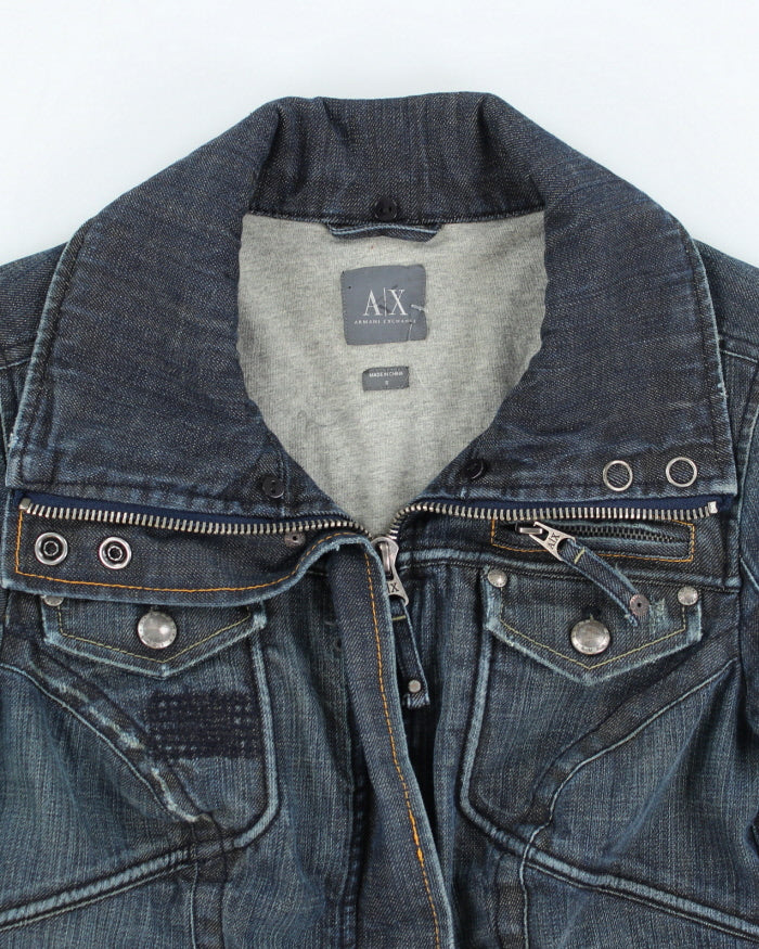 Vintage Women's Armani Exchange Multi Pocket Cropped Bomber Jacket - S