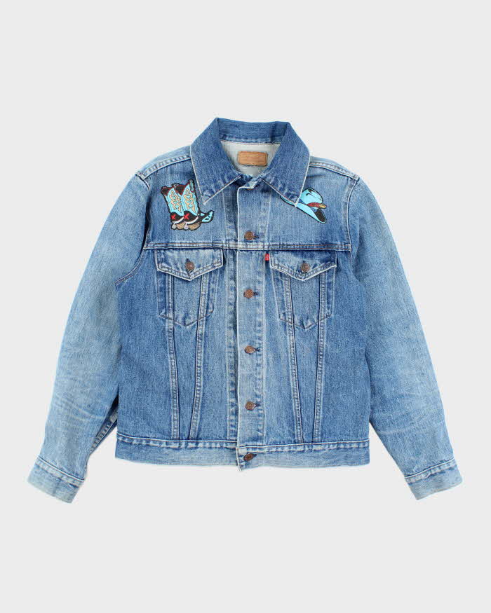Vintage 90's Women's Levi's Customised Western Medium Wash Denim Jacket - M