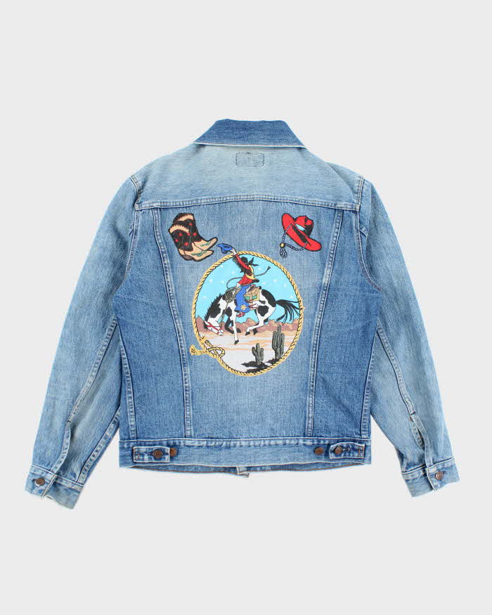 Vintage 90's Women's Levi's Customised Western Medium Wash Denim Jacket - M