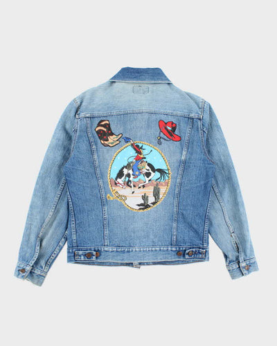Vintage 90's Women's Levi's Customised Western Medium Wash Denim Jacket - M