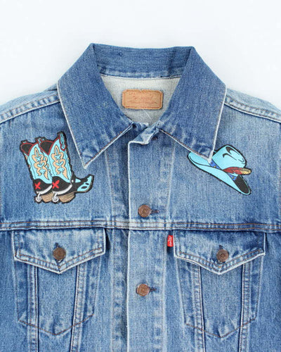 Vintage 90's Women's Levi's Customised Western Medium Wash Denim Jacket - M