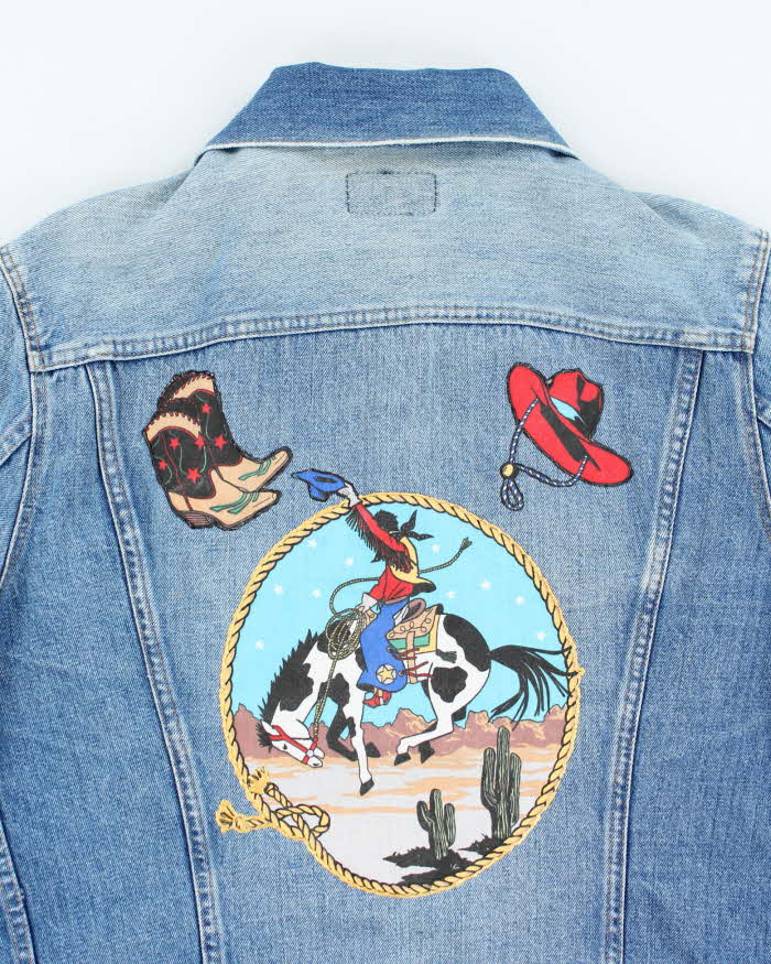 Vintage 90's Women's Levi's Customised Western Medium Wash Denim Jacket - M