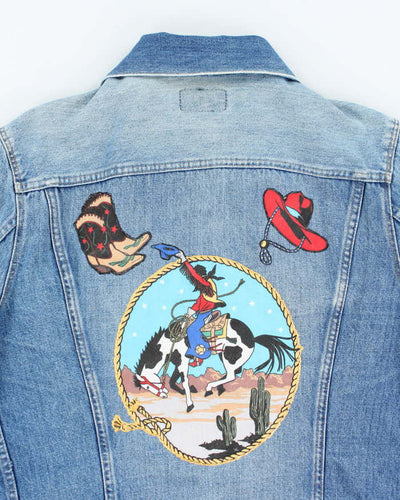 Vintage 90's Women's Levi's Customised Western Medium Wash Denim Jacket - M
