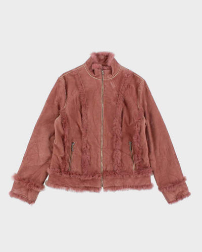Vintage Y2K Bess Suede Textured Zip Up Jacket - XL