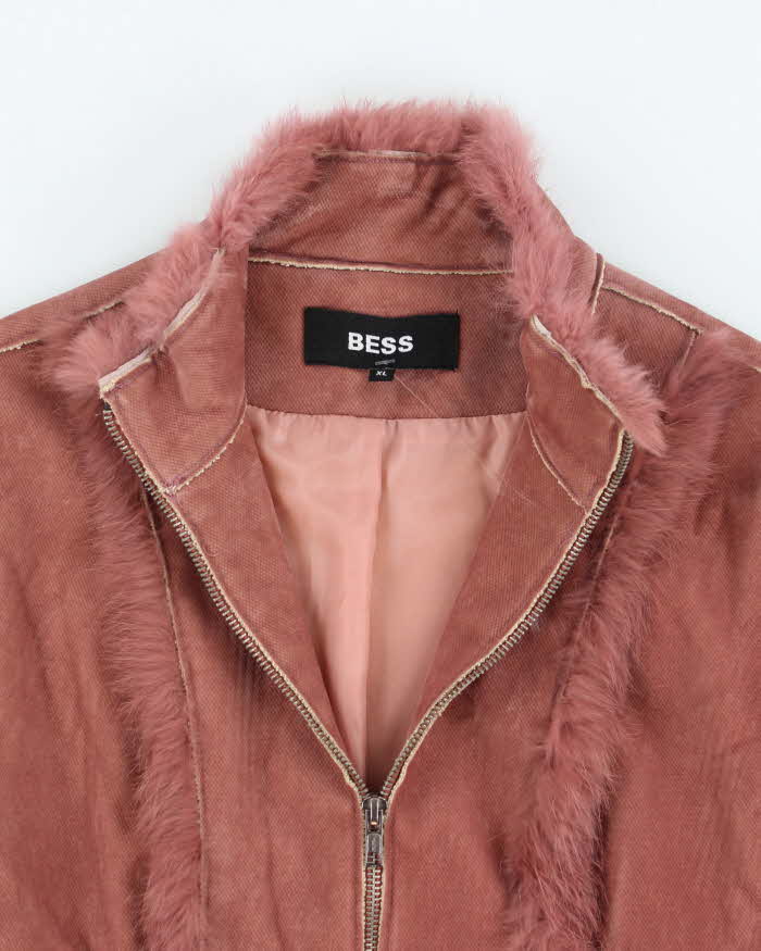 Vintage Y2K Bess Suede Textured Zip Up Jacket - XL