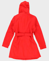 DKNY Red Hooded and Belted Short Overcoat - M