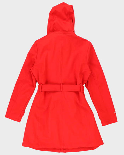 DKNY Red Hooded and Belted Short Overcoat - M