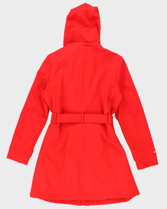 DKNY Red Hooded and Belted Short Overcoat - M