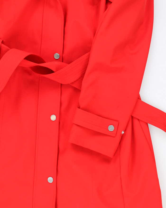 DKNY Red Hooded and Belted Short Overcoat M