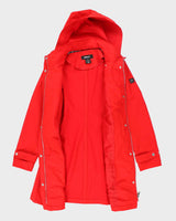 DKNY Red Hooded and Belted Short Overcoat - M