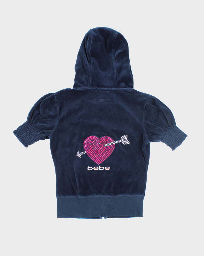 Vintage Y2K Bebe Short Sleeve Zip Hoodie - S