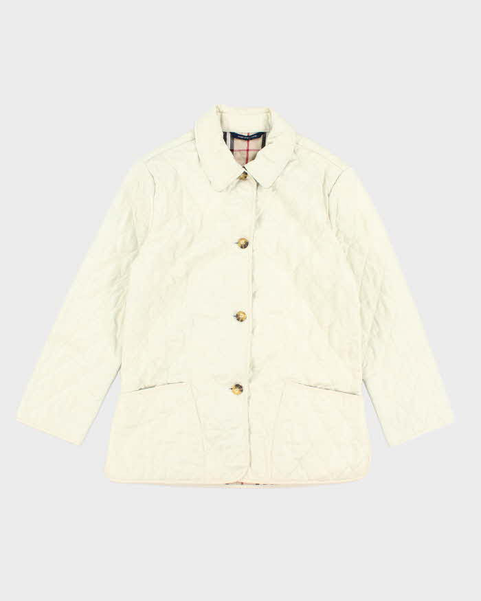Vintage Women's Burberry Quilted Button Up Jacket - M