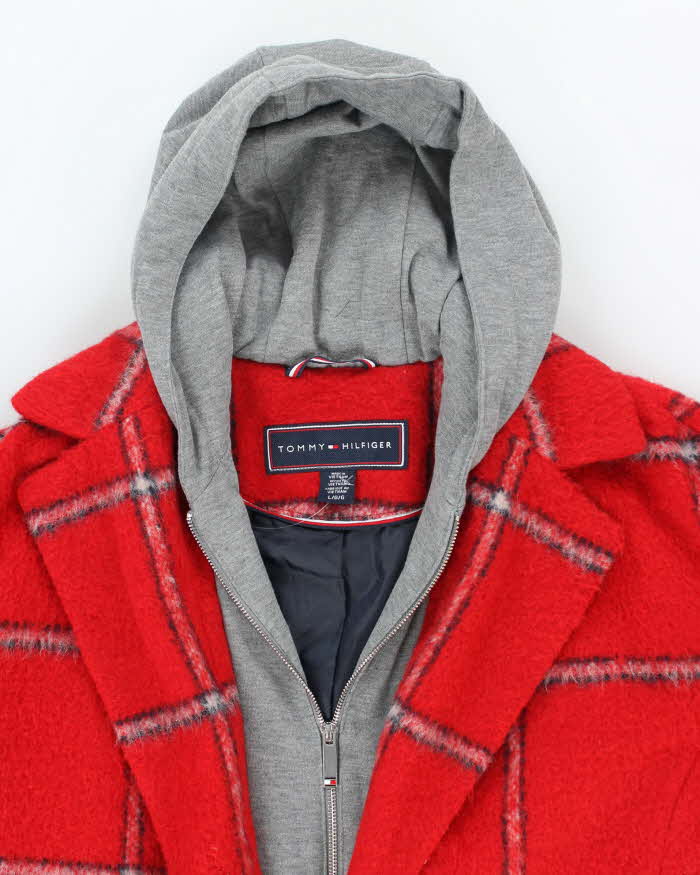 Vintage Women's Tommy Hilfiger Double Layered Hooded Overcoat - L
