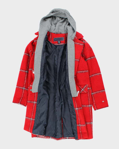 Vintage Women's Tommy Hilfiger Double Layered Hooded Overcoat - L