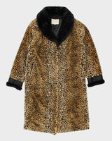 Vintage 90's Women's Faux Fur Cheetah Print Long Coat - XS