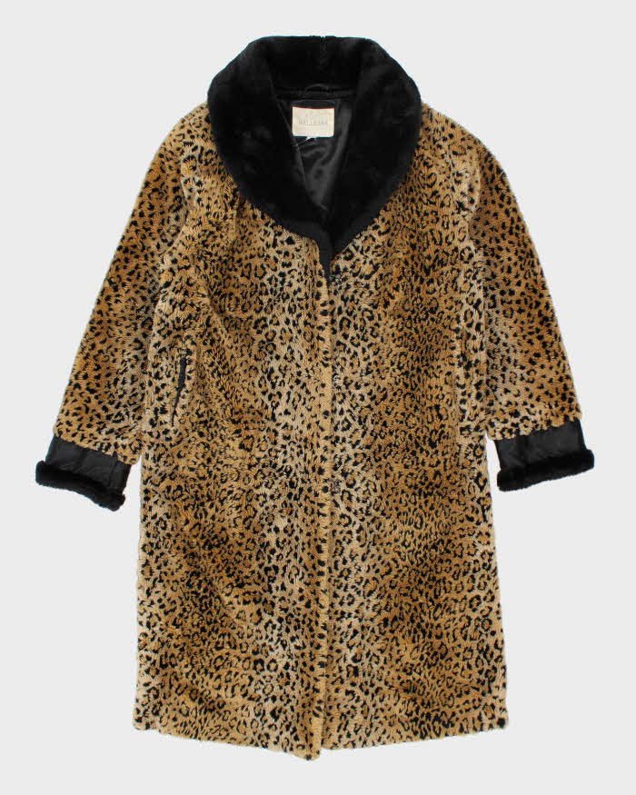 Vintage 90's Women's Faux Fur Cheetah Print Long Coat - XS